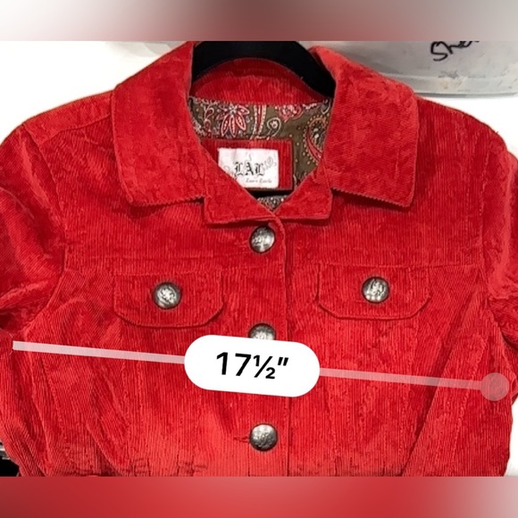 LAL Live a Little | Women’s Red Corduroy Blazer Classic Boho Style, Size PM - Picture 13 of 16